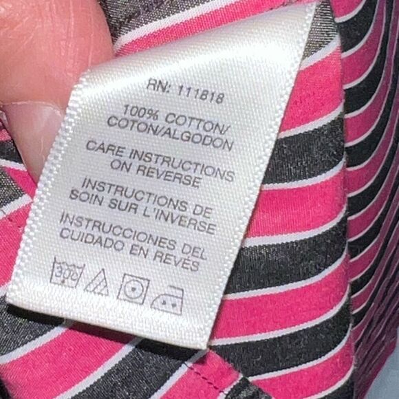 Michael Michael Kors Button Down Shirt Men Large Pink Stripped Long Sleeve - Picture 7 of 13